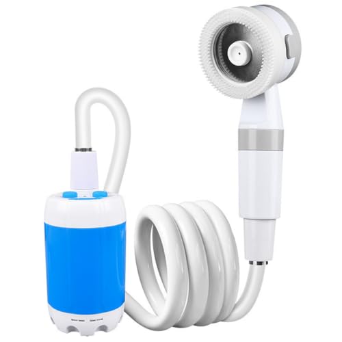 Vervevum Portable Shower Pump, Camping Shower Pump Rechargeable Electric Portable Waterproof 2 Spray Modes 6000mAh Battery for Camping, Hiking