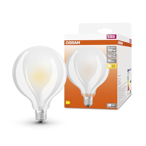 Osram LED Star Classic Globe Lampe, in Ballform mit E27-Sockel, nicht dimmbar, Ersetzt 100 Watt, Matt, Warmweiß - 2700 Kelvin, 1er-Pack