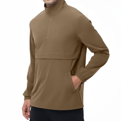 Image of EDITCOZY Men's Lightweight Quarter Zip Pullover Casual Windbreaker for Running Golf Jackets with 3 Pockets
