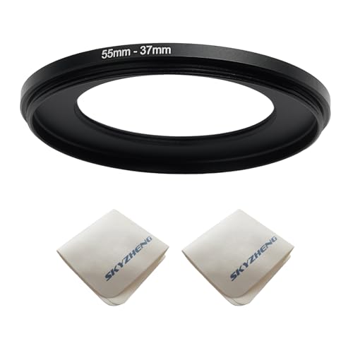 Adaptador de lente 55 mm a 37 mm, anillo reductor para lentes de cámara y accesorios UV, ND, CPL, con paño premium para limpieza de lentes (2 unidades) miniatura 1