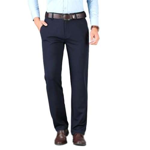 La mejor selección de Pantalones de traje para Hombre comprados en linea. 40 Pantalones de traje de seda de hielo para hombre, pantalones transpirables de verano para hombre, pantalones casuales elásticos de seda de hielo en cuatro lados, Azul marino, 33