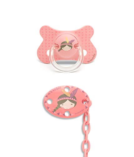 Anatomical Silicone Pacifier + Pink Indian Oval Brooch 43 gr