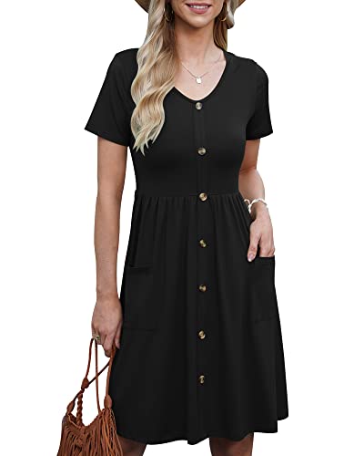 AUSELILY Vestidos de Verano para Mujer Vestidos Casuales de Manga Corta
