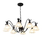 Green Flower Chandelier: This unique green flower chandelier adds a touch of whimsy and charm to your living room, dining table, or kitchen island The five light Sputnik creates a stunning focal point for any space