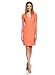 Produktbild oodji Collection Damen Kleid aus Strukturiertem Stoff mit V-Ausschnitt, Orange, DE 38 / EU 40 / M
