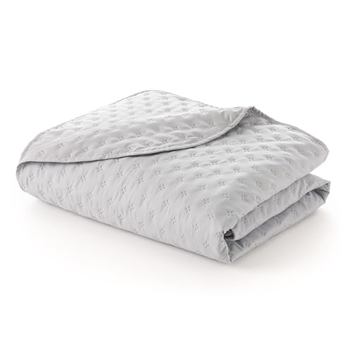Miniatura 8 de Todocama Colcha Boutí Fina Con Diseño Estrella, Para Primavera, Verano, Otoño E Invierno. 100 Microfibra Extra Suave. Cubre Cama Multiusos. Cama 140 150 160-250x260cm Gris Claro