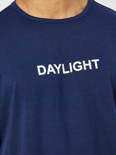 Styli Men 7006825422 Slogan Print T-Shirt & Striped Pyjama Set XL Blue