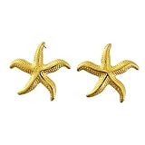 Pendientes de tuerca de estrella de mar dorados para mujer, aretes de concha oceánica de verano, exquisitos aretes de estrella para playa, boda, fiesta