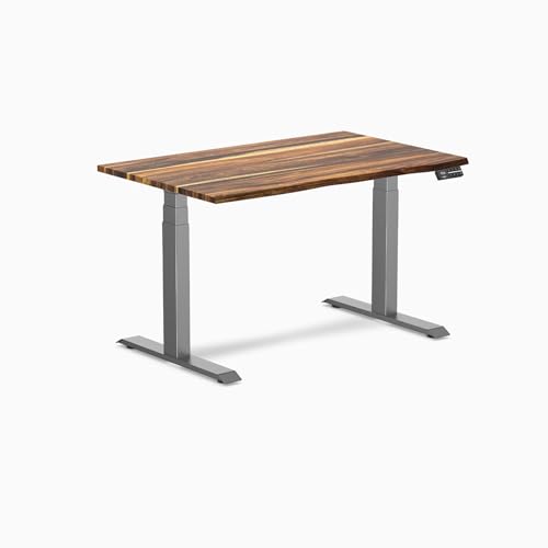 Image of Desky Dual Hardwood Sit Stand Desk - 48x30 Electric Standing Desk - Dual Motor, 3 Stage Adjustable Height Desk - Solid Wood Standing Desk - Whole-Piece Top in Real Pheasant Wood