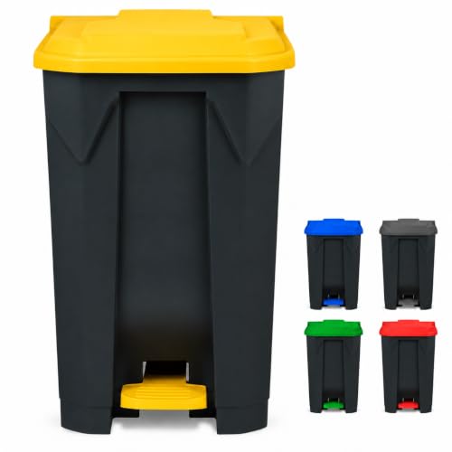 KARAT Poubelle à pédale Olaf – Jaune – 100 L