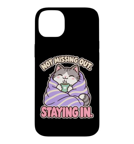 Introvert Cat Staying In Not Missing Out Cozy Blanket �X�}�z�P�[�X iPhone 14 Plus �p