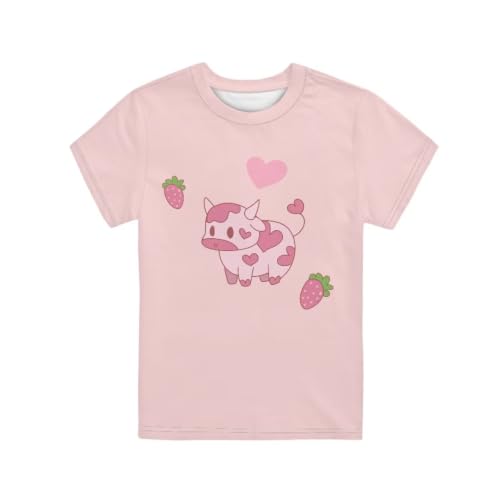 Image of Novelty 3D Graphic T Shirts for Kids Crew Neck Funny Animal Print Short Sleeve Girls Tshirts 3-16 Years
