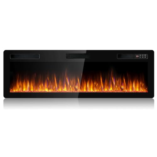 60 inch Ultra-Thin Silence Linear Electric Fireplace, Recessed Wall Mounted