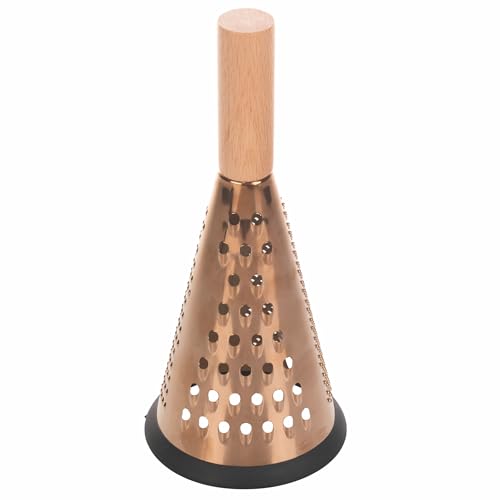Rallador multifunción de Acero Inoxidable y Madera, 3 Tipos de Cuchillas, Cobre, Madera