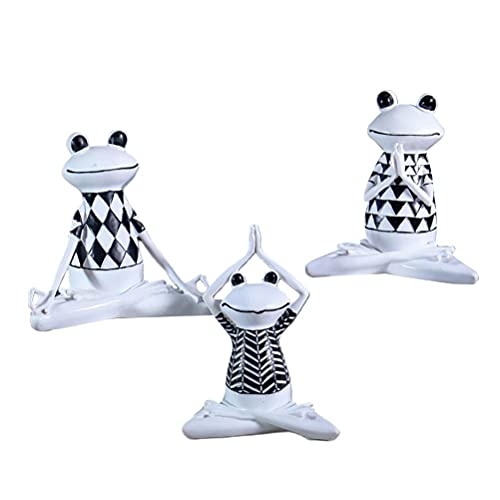 Edinber Meditation Frog Statue,Fairy Garden Frog ornament,Buddha Zen Yoga Frog Garden Figurine,Resin Frog Sculpture Animal Yoga Statue for Office Home Decor - Image 2