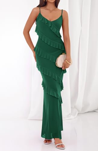 BTFBM Summer Dresses for Women 2026 Spaghetti Strap Bodcyon Solid Cocktail Wedding Guest Dress Summer Fashion Clothing (Dark Green,Small) — view 2