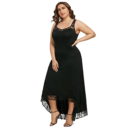 Robe élégante pour femme avec ourlet asymétrique et dentelle d'été
