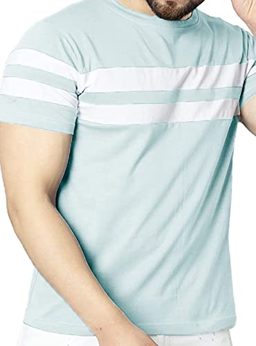 Image of RodZen Men's Polyester Round Neck Regular Fit Striped T-Shirt (Combo Pack of 2)