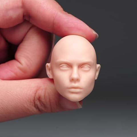 RoofWorld 1/6 Scale Female Head Sculpt,Unpainted 12inch Collectible Figure Doll Beauty Girl Villa PVC Woman Soldier Head Carving Model Fit 12'' Miniature Action Figure Body Cover