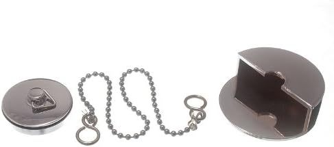Pack of 2 Basin Plug Chrome 38Mm 1 1/2 Inch with 300Mm Chain & Plug Tidy