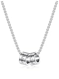 Zysta Personalized Family Name Necklace 1/2/3/4/5 Charm Beads Custom Engraving Initial Name Date for Men Women Stainless Steel Chain BFF Dad Father Day Jewelry
