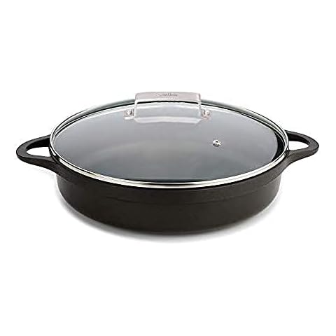 Valira 28 cm Black Short Induction Compatible Casserole Dish with Lid, ø 28cm Cover