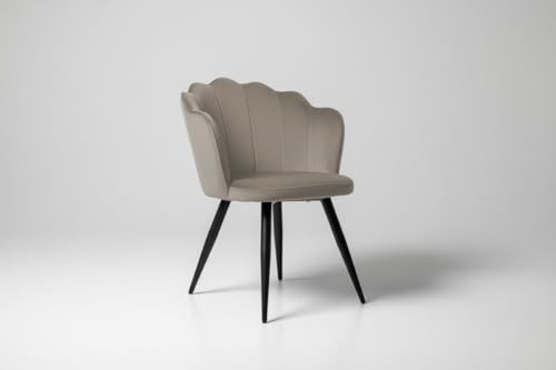 Image of Finch Fox Blake Luxurious Home Collection Dining Room Chairs in Beige Velvet Material & Stylish Design with Black Metal Powder Coated Legs