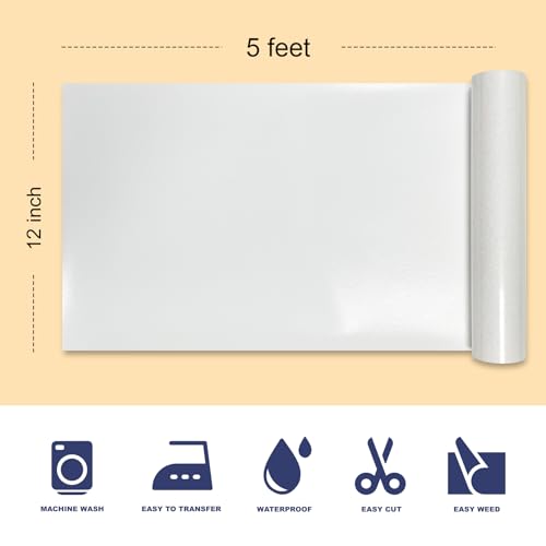 Yiwloer White Glitter Puff Vinyl Heat Transfer - 12" x 5ft 3D Puff HTV Vinyl, Glitter Puffy Iron-On for Fabrics, Perfect for T-Shirts, Bags, Pillows, Compatible with Cricut & Cameo by Yiwloer - Image 2