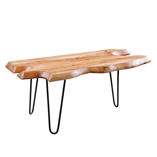 riess-ambiente.de Massivholz Couchtisch WILD 100cm Akazie Natur Hairpin Legs Baumkante