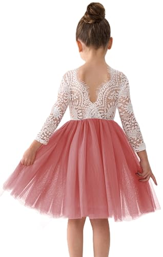 Image of 2Bunnies Girl Peony Lace Back A-Line Straight Tutu Tulle Party Flower Girl Dress