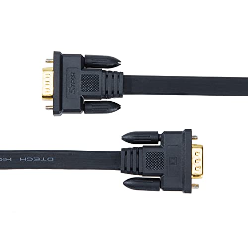DTECH 5M Ultra Thin Flat Type Computer Monitor VGA Cable Standard 15 Pin Male to Male Connector SVGA Wire 16 Feet - Black by DTECH - Image 6
