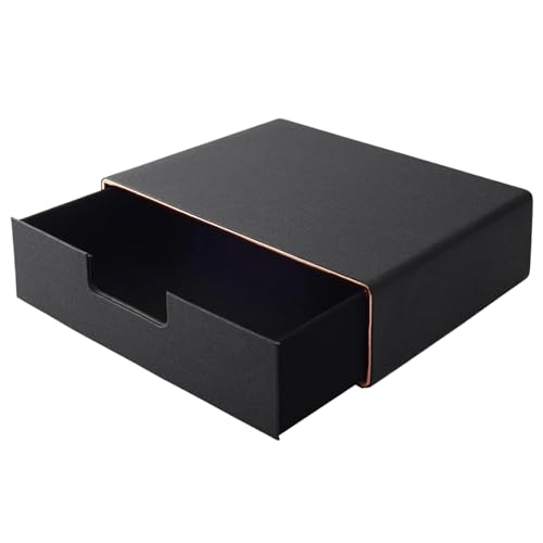 HAPINARY PU Leather Single Drawer Desktop Organizer Document Bill Storage Box for Home Office Study with Stackable Design for Easy File Management