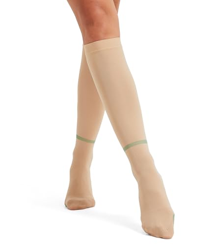 Image of Anti Embolism Compression Stockings 15-20mmHg, Knee High & Thigh High Ted Socks with Inspection Hole, Graduated Support Hose for Women Men, Swelling Relief, Walking, Office Work, Beige S