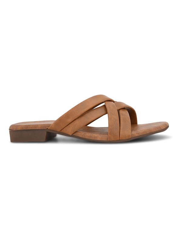 Image of XE Looks Women's Flat Slippers | Stylish Cross-Strap Design in Suede Finish | Comfortable Cushioned Footbed | Slip-On Lightweight Flats Slippers For Girls & Women