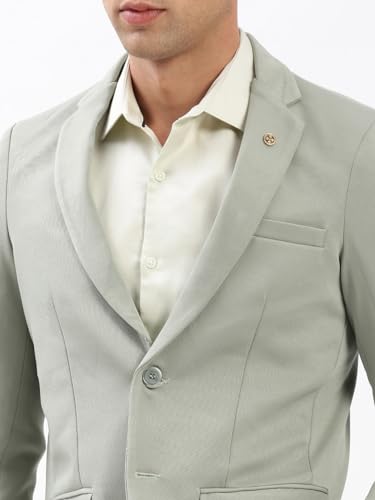 Image of SHOWOFFFF Men Solid Single Breasted Casual Blazer | Notched Lapel Full Sleeves Cotton Blazer for Mens | Slim Fit Regular Length Blazer for Men's