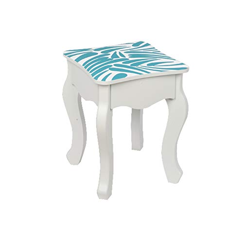 Image of Vanity Set,ShyneeMakeup Dressing Vanity Set Wooden Princess Makeup Table with Cushioned Stool,Drawer,Wooden Legs and Mirror, Make Up Dressing Play Set for Girls (Blue)