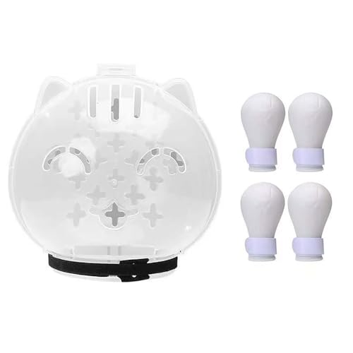 Generisch 2026 Bozal para gatos transpirable, cubierta transparente con 4 clips de silicona para cortar garras en el baño (blanco, A)