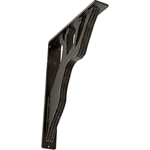 Ekena Millwork BKTM02X12X15TDAAWS Metal Bracket, 2" W x 12" D x 15" H, Antiqued Warm Silver