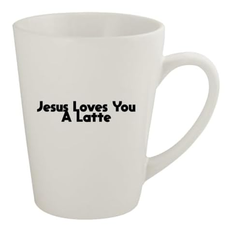 Molandra Products Jesus Loves You A Latte - Ceramic 12oz Latte Coffee Mug, White Cover