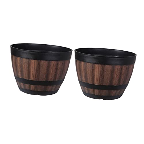 Happyyami 2piezas Macetas Retro Creativas para Plantas Contenedores De Simulación Forma De Cubo para Decoración De Macetas Macetero De Madera para Balcón o Patio