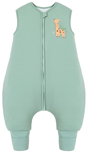Chilsuessy 2er Pack Baby Schlafsack mit Beinen 1.5 Tog Ganzjahres Schlafsack mit Füßen aus 100% Baumwolle