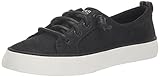 Sperry Women's Crest Vibe Washable Leather Sneaker, Black, 9