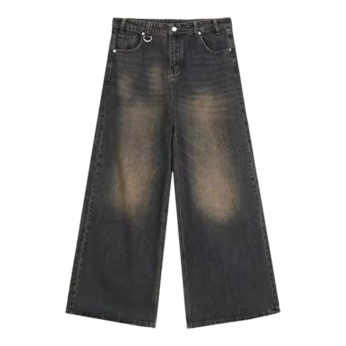 Men's Casual High Waist Wide Leg Jeans Pants Classic Vintage Straight Jeans with Pockets