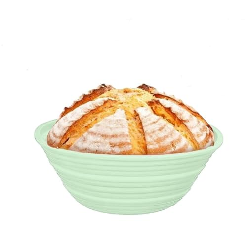 Banneton Bread Proofing Baskets,Silicone Sourdough Bread Baking Supplies, Bread Proofing Baskets for Sourdough, 9 Round Collapsible Sourdough Baking Basket (Green)