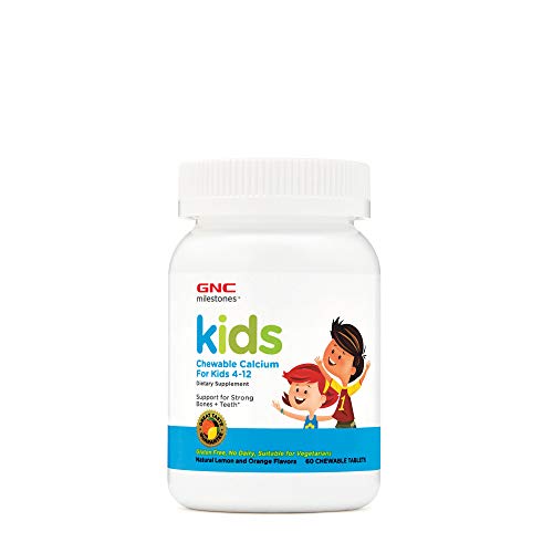 GNC Milestones Kids Chewable Calcium, 60 Tablets, Supports Strong, Healthy Bones and Teeth
