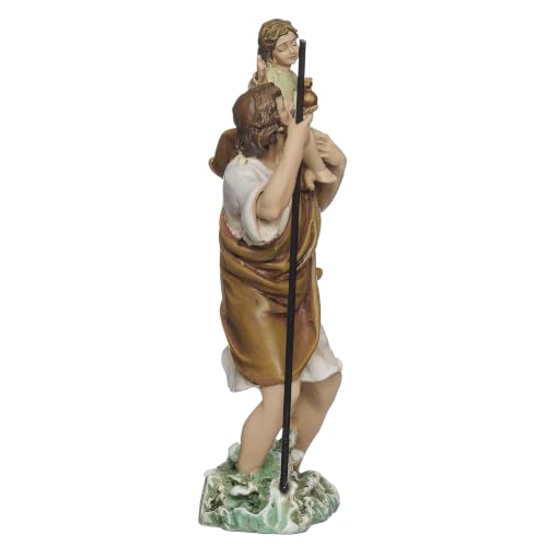 Estatua Religiosa de San Cristóbal con Niño Jesús 4 pulgadas miniatura 2