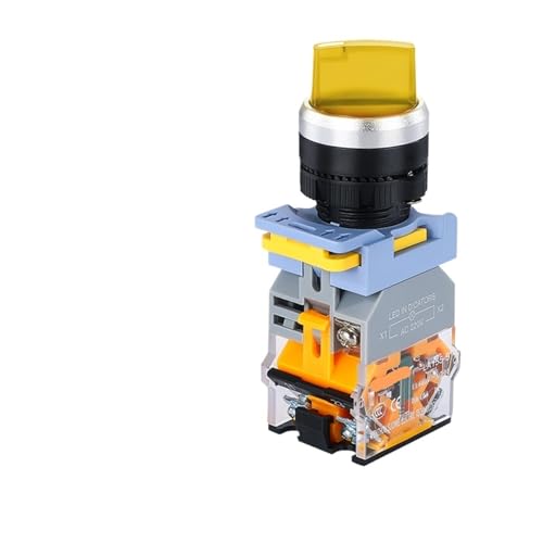 Interrupteur rotatif commutateur de sélection LA38 10A 12V 24V 220V à voyant LED jaune