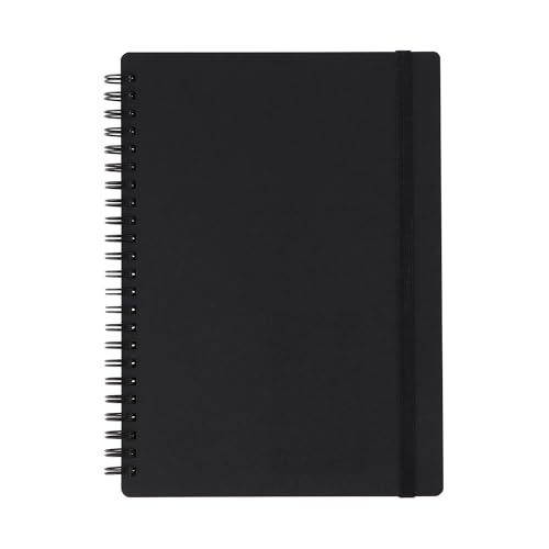 Cahier à double spirale rigide et papier ligné avec élastique plat