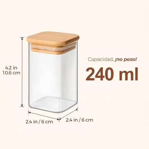 ComSaf 6Pcs 8oz Spice Jars with Label Trial Set, Glass Spice Jars with Bamboo Lids Supplementary Set, Seasoning Container Trial Pack, Perfect for Ktichen Starter by ComSaf - Used condition - Image 3