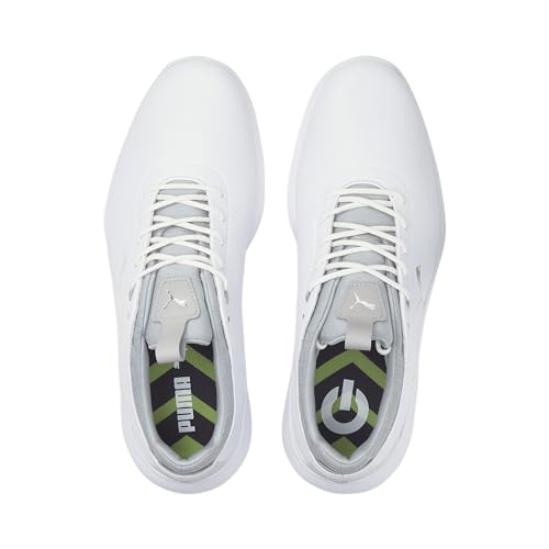 PUMA PUMA Men's Technical Sport Shoe Golf White Silver High Rise, 11